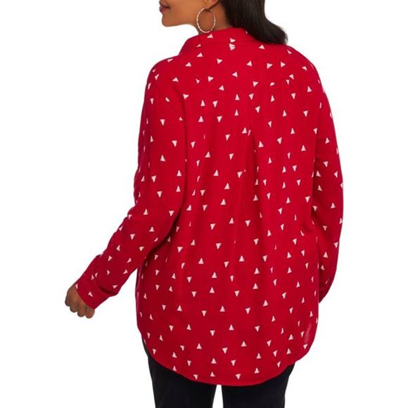 George Womens Red Button Up Shirt Collared Long Sleeve Top Size Small - Picture 4 of 11